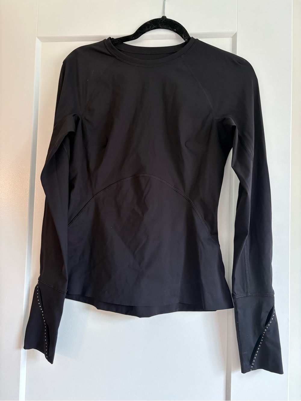 lululemon athletica Black Long-Sleeve Crew with Thumbhole Stud Details